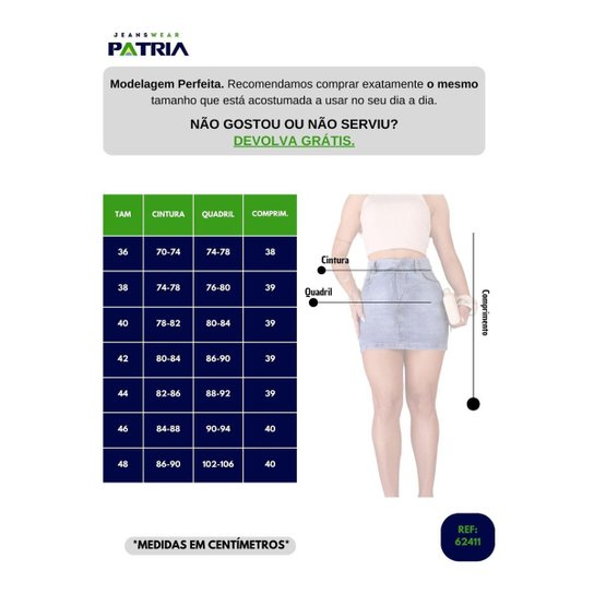 Saia Mini em Jeans com Elastano Patria Brasil