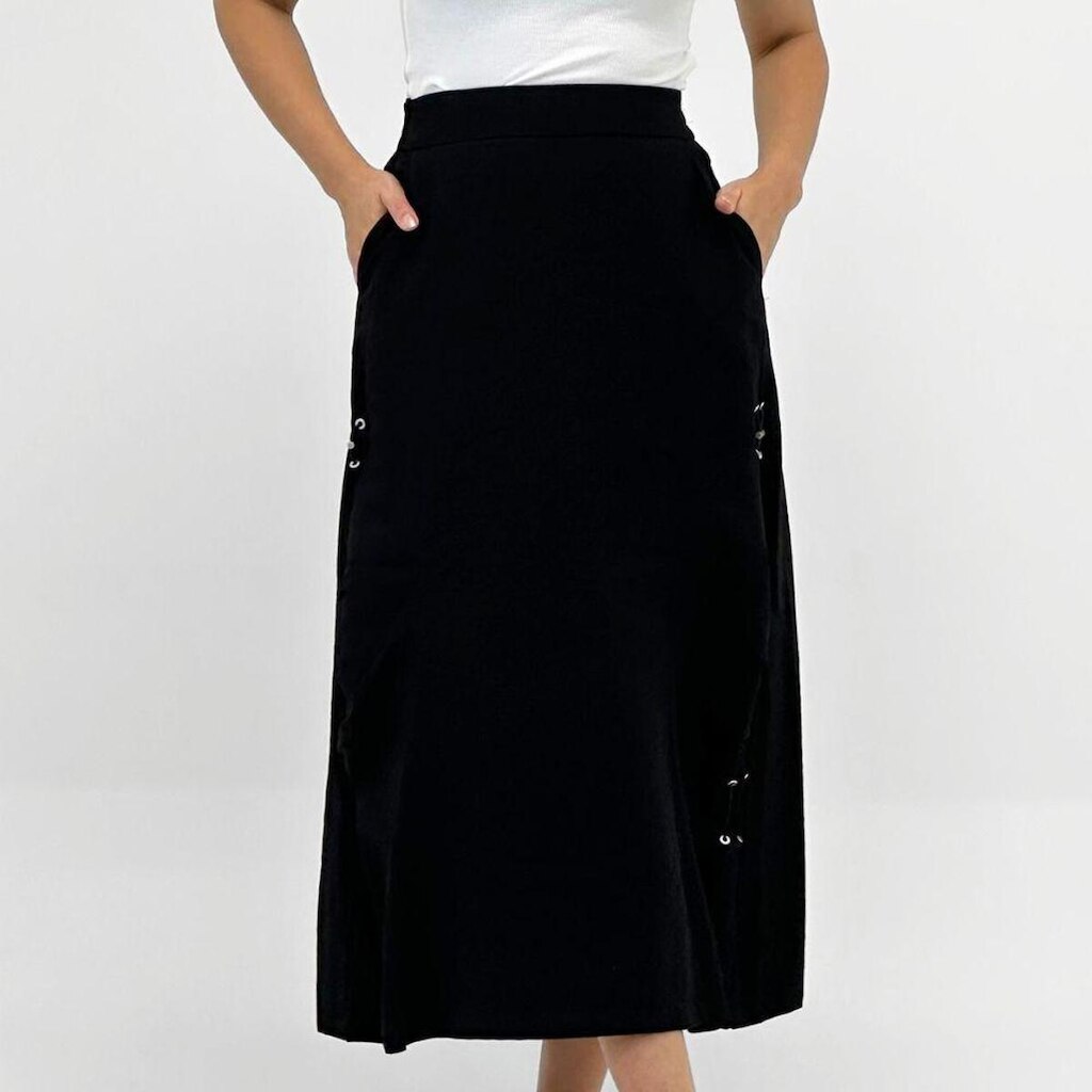 Saia Pacific Blue Midi em Tecido Feminina