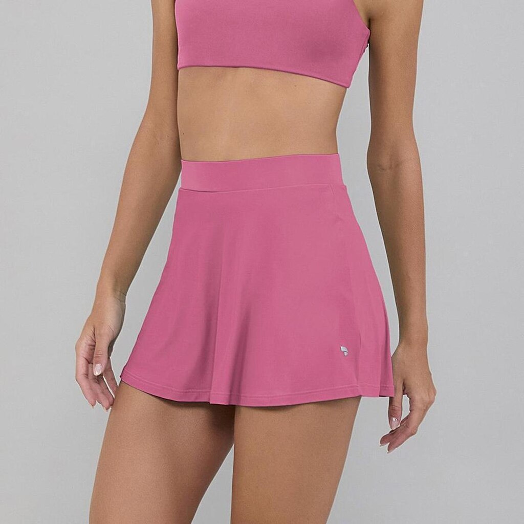 Saia-Shorts Alto Giro Eterna Sobreposta Evase P26 Rosa Feliz
