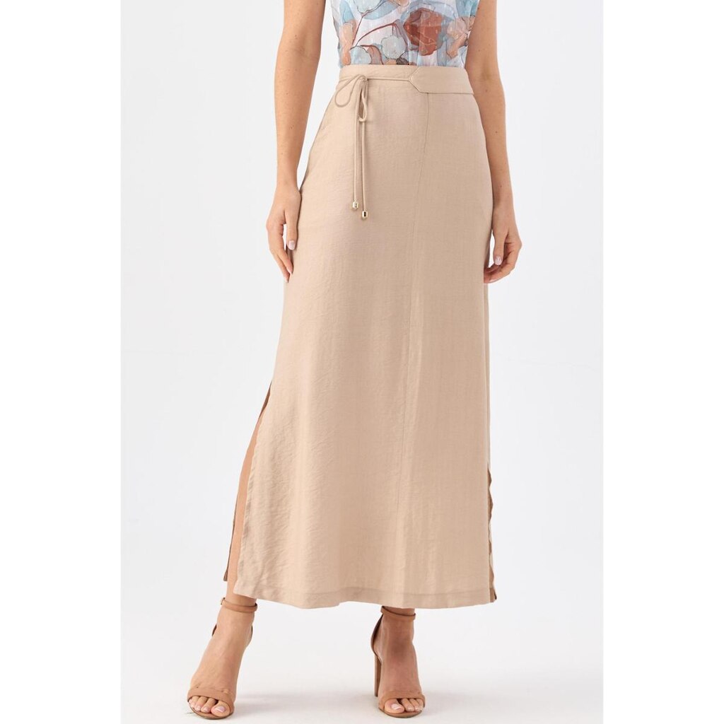 Saia Super Midi PKS Viscose Bege