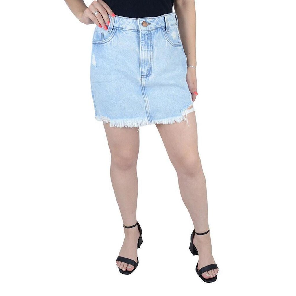 Saia Tharog Jeans Curta Feminina