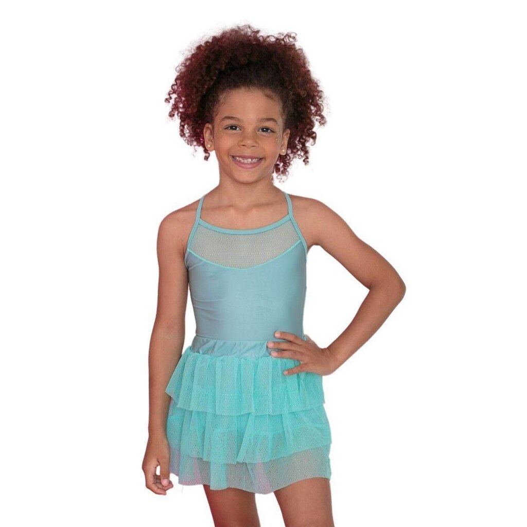 Saia Tule Camadas Margarida Verde