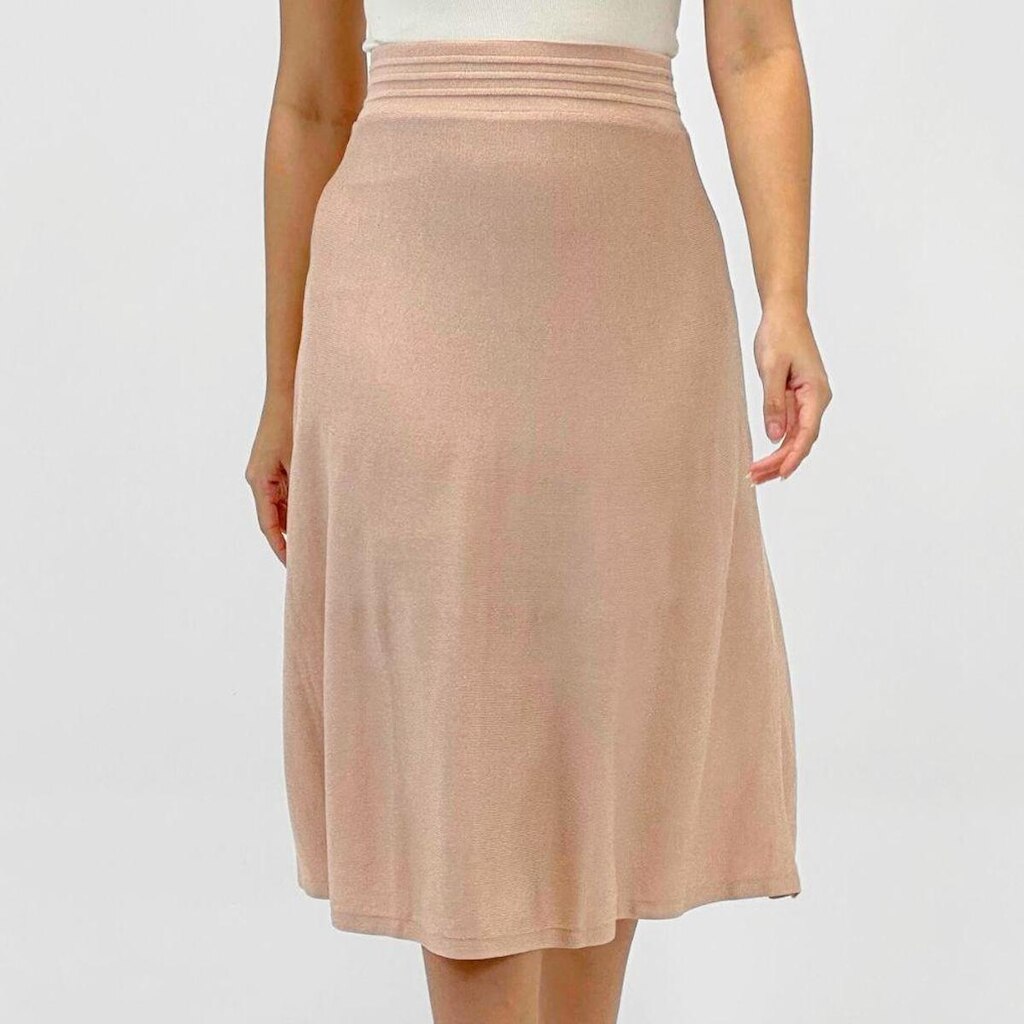 Saia Via Tricot Midi Godê Modal Feminina