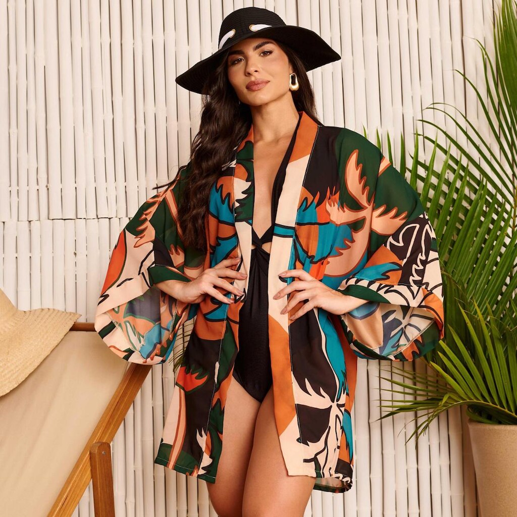 Saída de Praia Kimono Estampa Donna Carioca