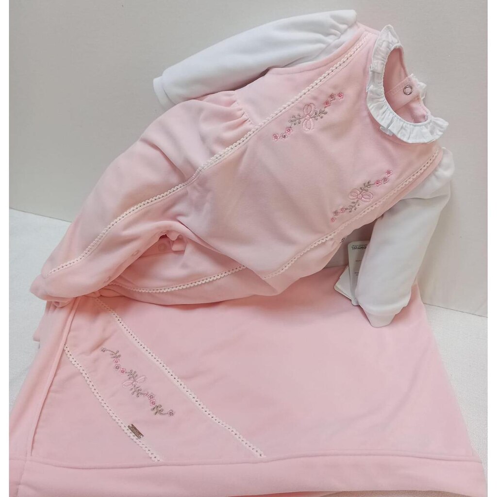 Saída Maternidade Plush Bebê Menina Bordado Paraiso Rf 16137
