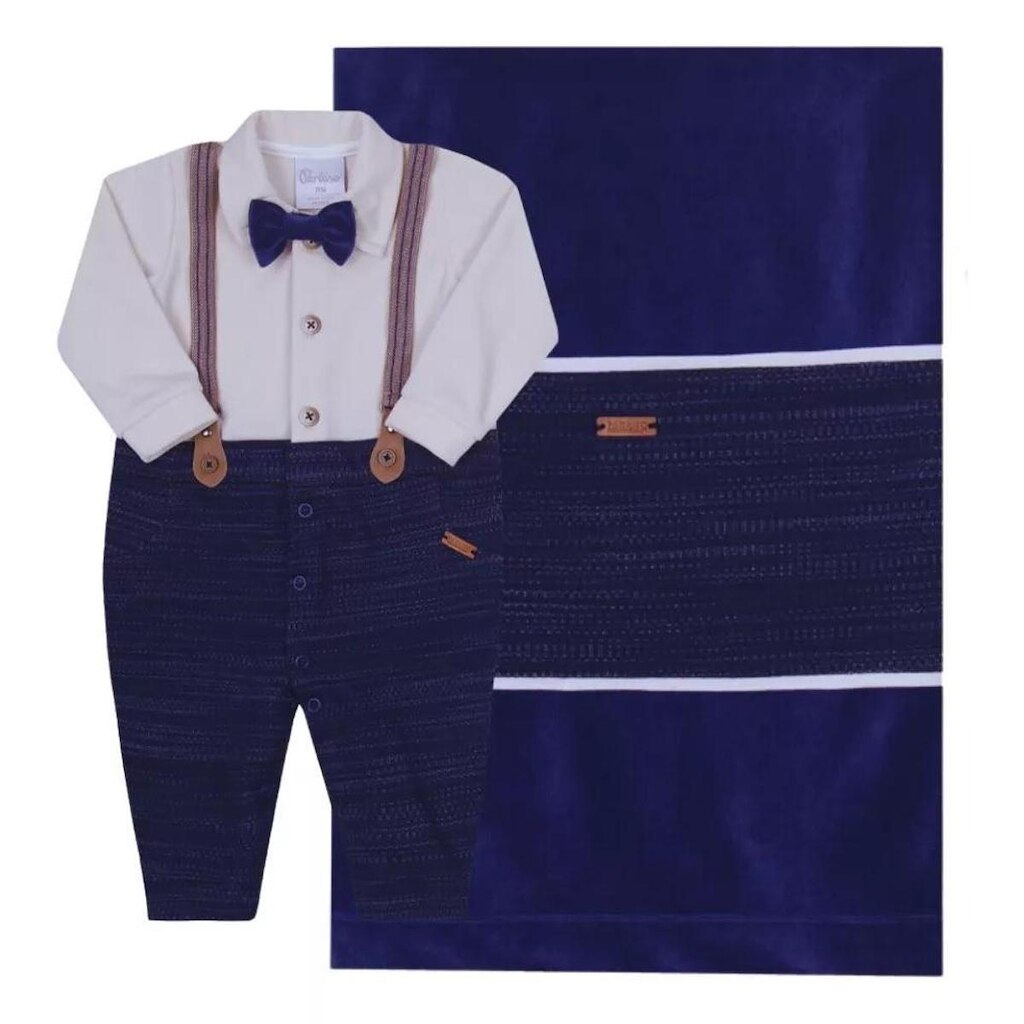 Saída Maternidade Plush Bebê Menino Suspensorio Paraiso16130