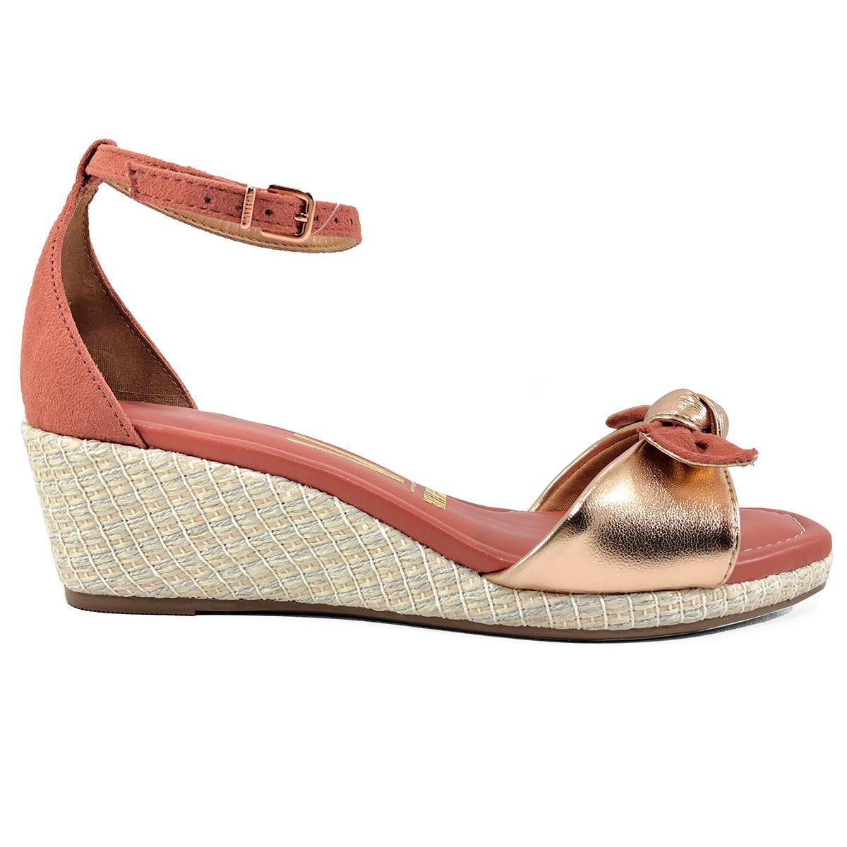 Sandália Anabela Baixa Vizzano Laço Metalizado - Rose - 39 - Rose Gold |  Netshoes