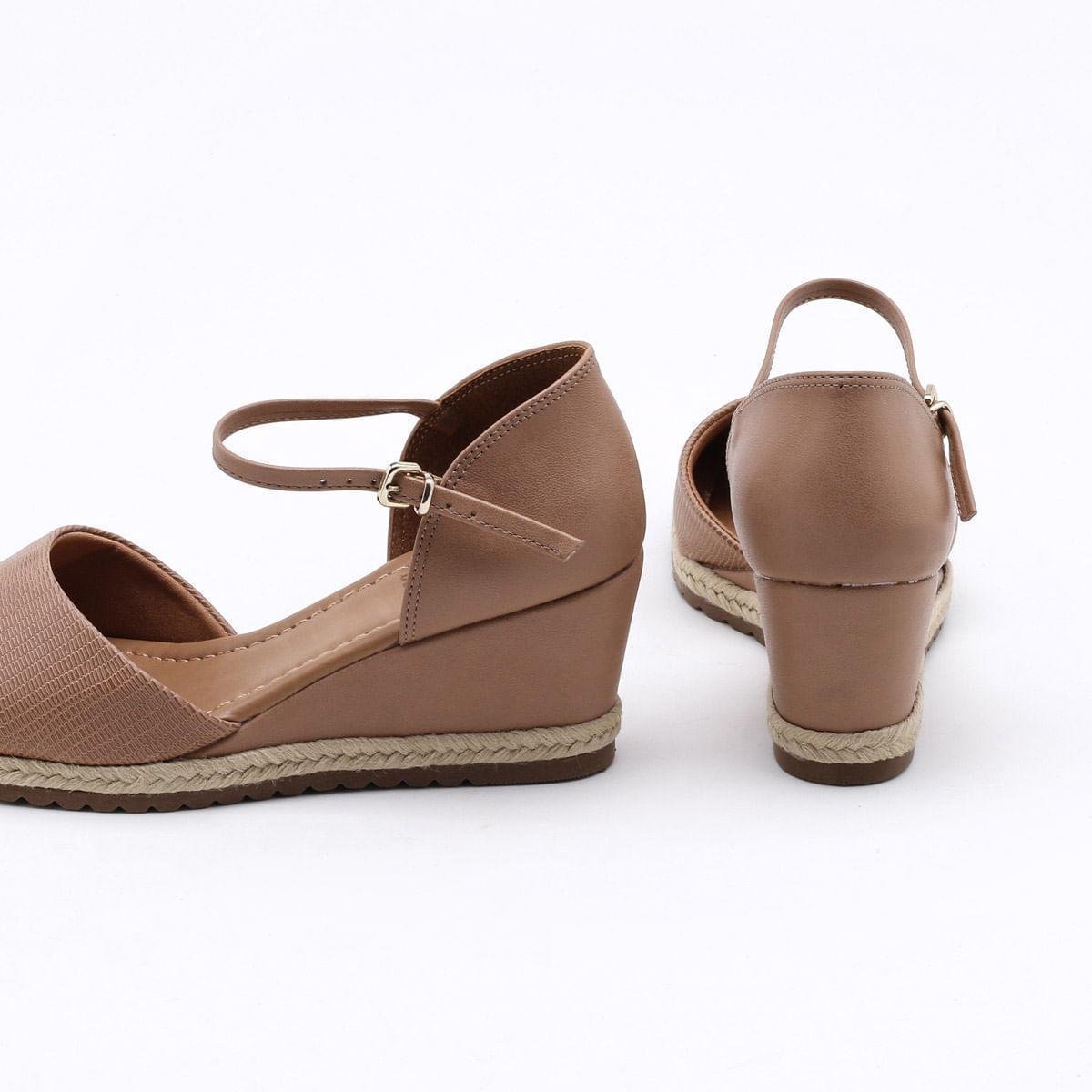 Sandália Anabela Bebecê - Nude | Netshoes