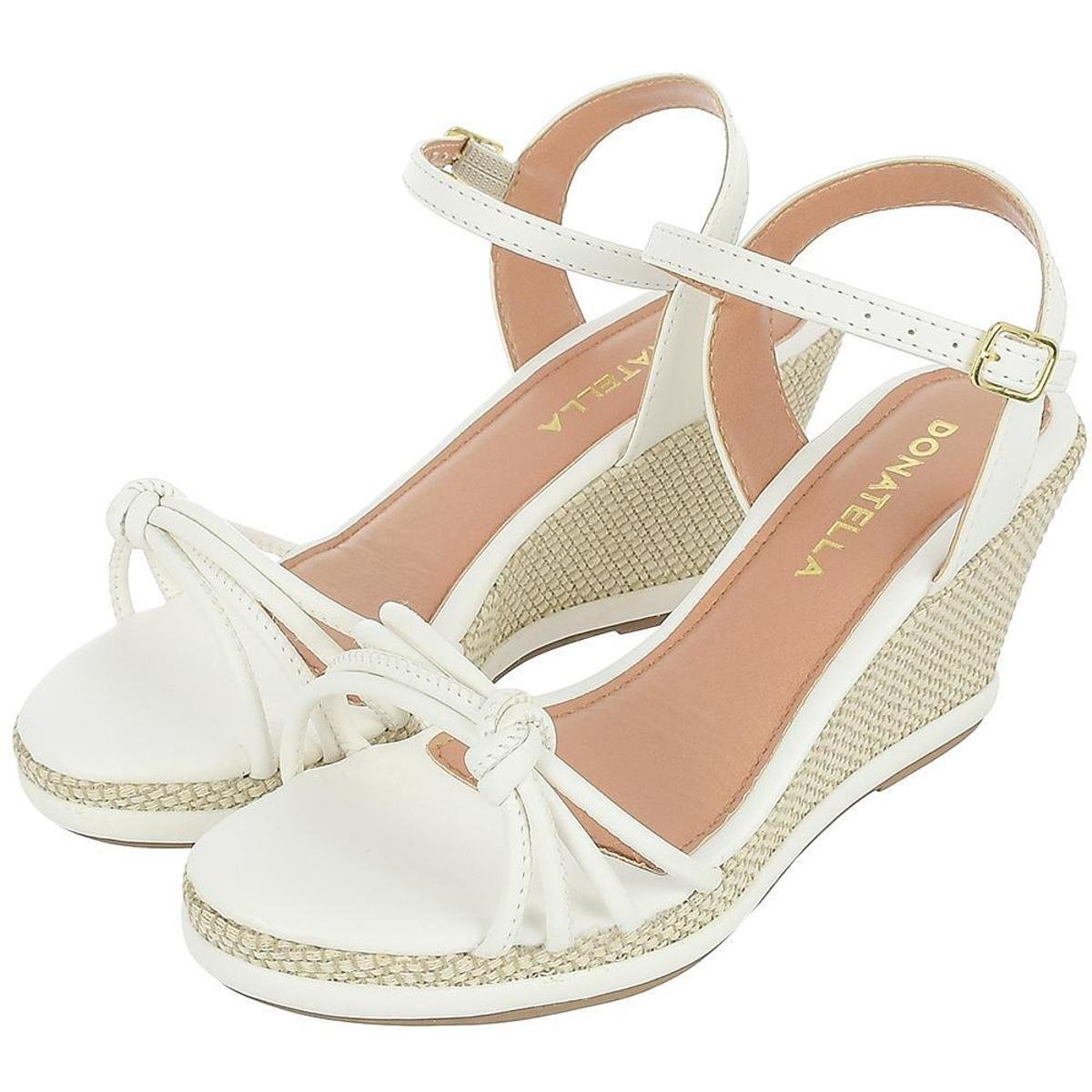 Sandália Anabela Feminina CM Calçados Salto Plataforma Juta Nó Confort Menor preço em Sandália Anabela Feminina CM Calçados Salto Plataforma Juta Nó Confort