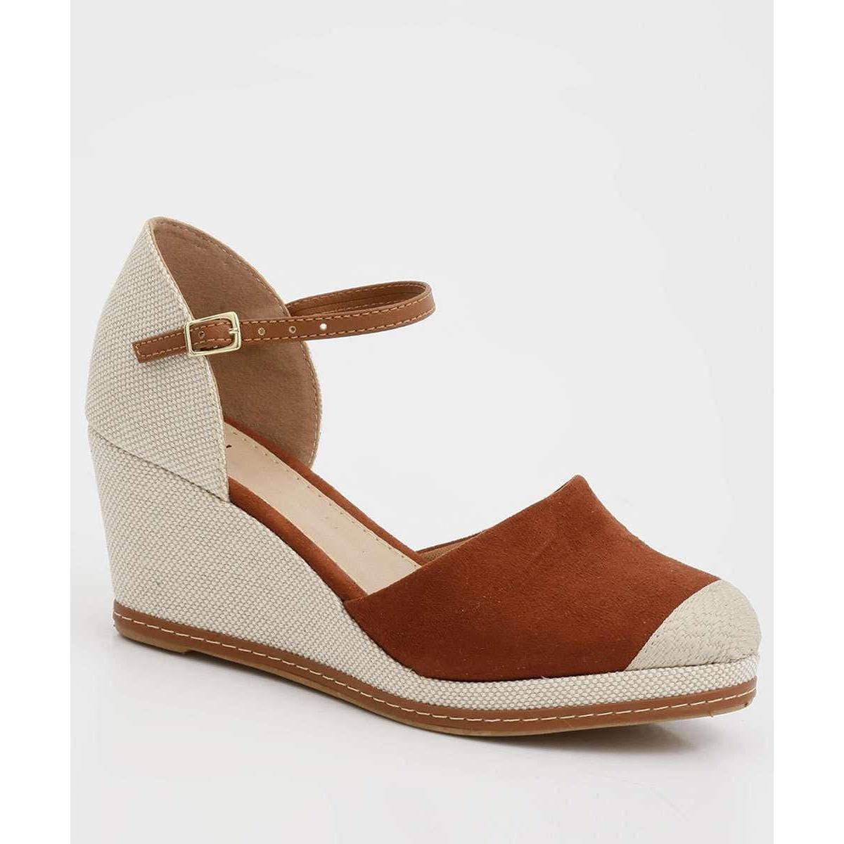 Sandália Anabela Feminina Espadrilhe Marisa - 10049668094 - Marrom |  Netshoes