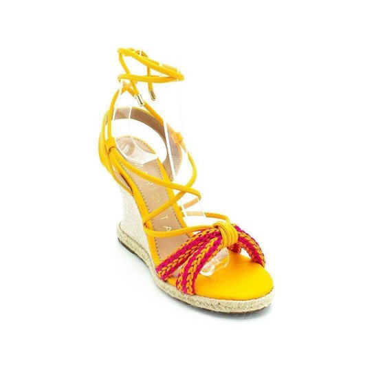 Sandália Anabela Feminina Mariotta Laranja e Rosa