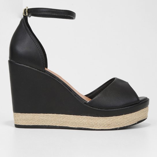 Sandália Anabela Griffe Espadrille Feminina - Preto Menor preço em Sandália Anabela Griffe Espadrille Feminina - Preto