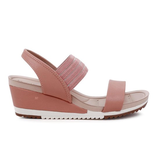 Sandália Anabela Modare Bicolor - Rosa Menor preço em Sandália Anabela Modare Bicolor - Rosa