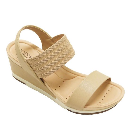 Sandália Anabela Modare Conforto com Elástico 7123107 - Bege Menor preço em Sandália Anabela Modare Conforto com Elástico 7123107 - Bege