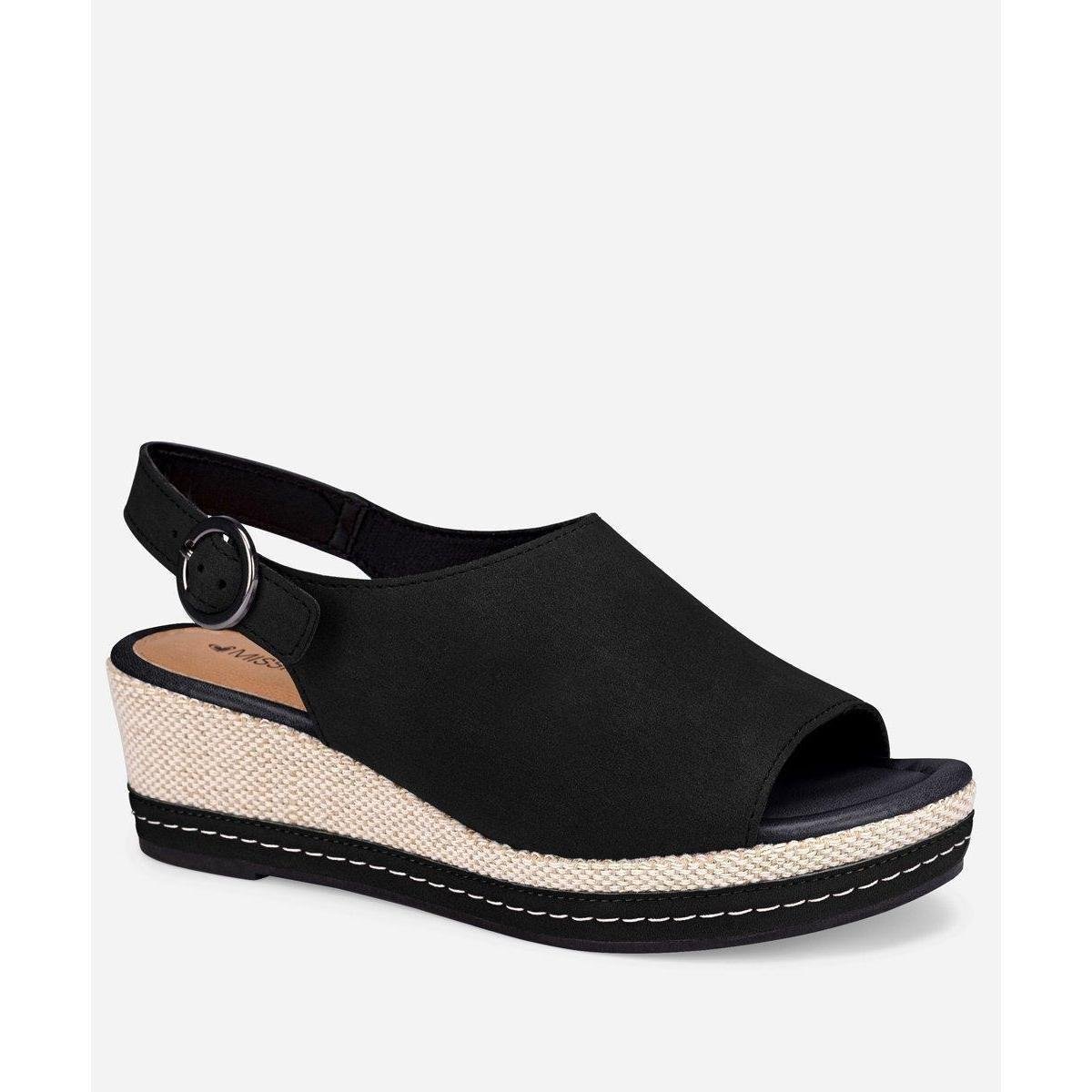 anabela salto baixo preto