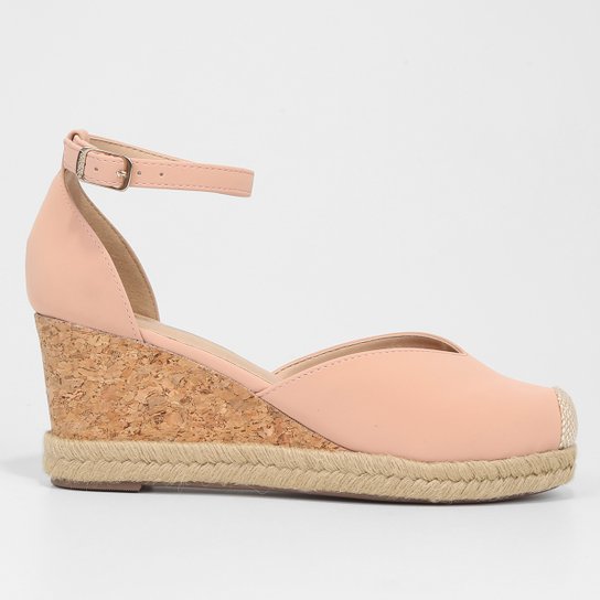 Sandália Anabela Via Uno Corda Feminina - Rosa Claro Menor preço em Sandália Anabela Via Uno Corda Feminina - Rosa Claro