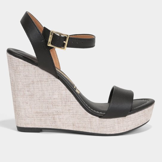 Sandália Anabela Vizzano Clássica Trama Feminina - Preto Menor preço em Sandália Anabela Vizzano Clássica Trama Feminina - Preto