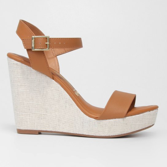 Sandália Anabela Vizzano Clássica Trama Feminina - Caramelo Menor preço em Sandália Anabela Vizzano Clássica Trama Feminina - Caramelo