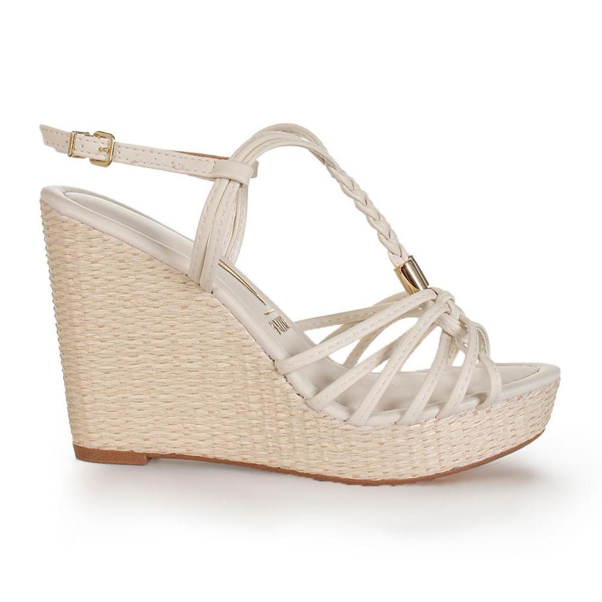 Sandália Anabela Vizzano Trança Branco - Feminino 38 - Off White | Netshoes