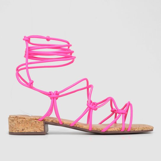 Sandália Anacapri Salto Bloco Cortiça E Amarração Feminina - Rosa Menor preço em Sandália Anacapri Salto Bloco Cortiça E Amarração Feminina - Rosa