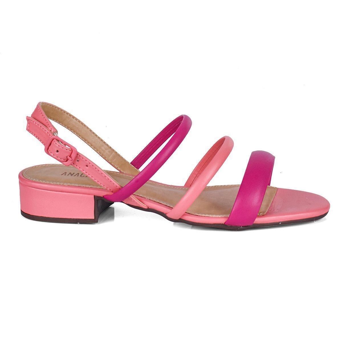 Sandalia Anacapri Salto Bloco Rosa Confete Tira Tripla - Rosa | Netshoes