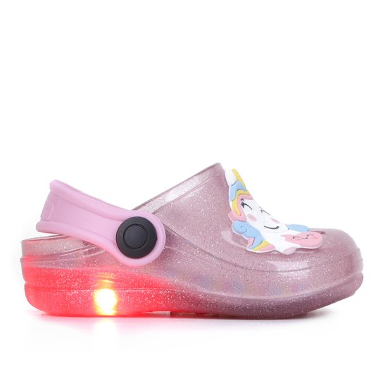 Sandália Babuche Infantil Luelua Unicórnio Cristal Led - Rosa Menor preço em Sandália Babuche Infantil Luelua Unicórnio Cristal Led - Rosa