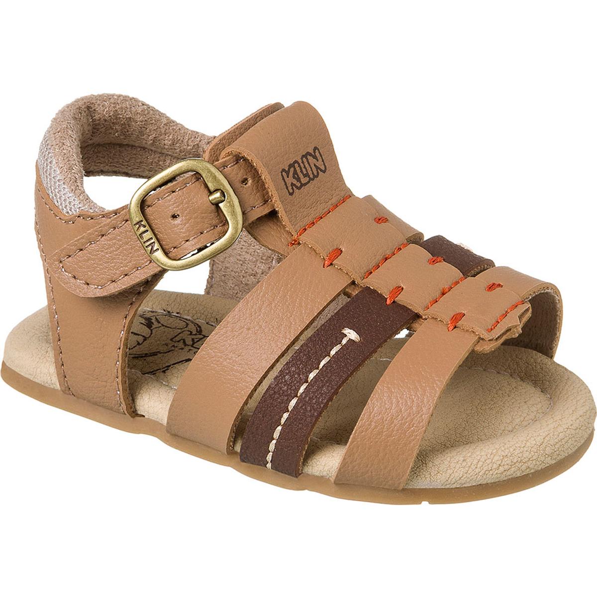 Sandália Bebê Klin Cupcake Tiras Masculina - Caramelo | Netshoes