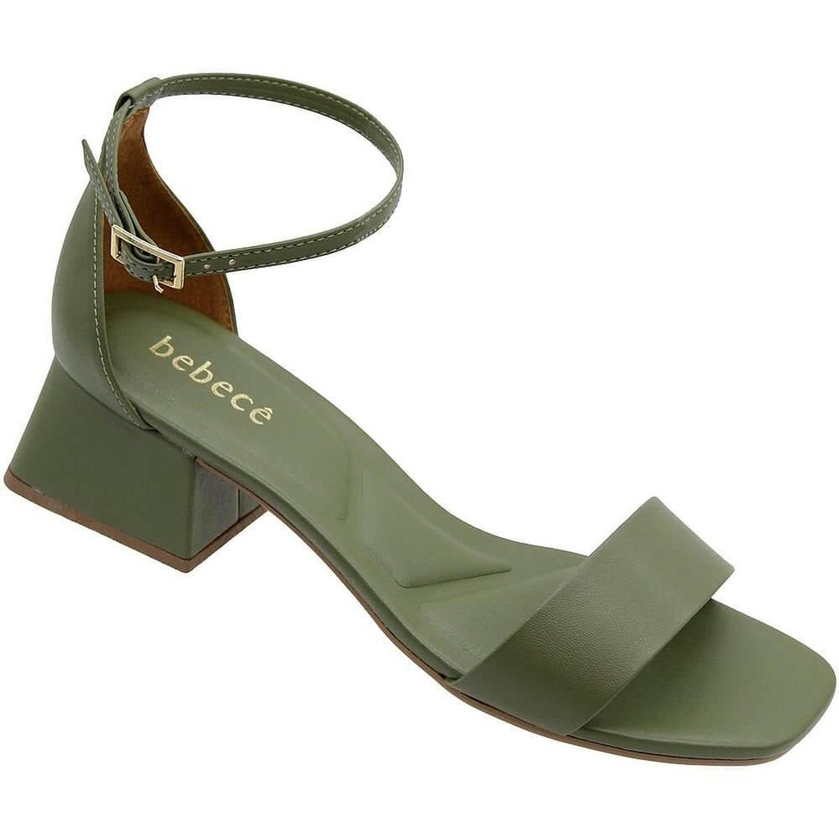 Sandália Salto Baixo Sandalia Verde Musgo Sandalia Alice Verde