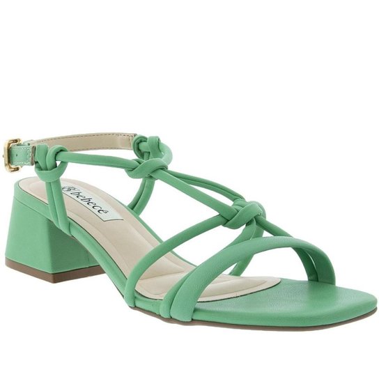 Sandália Bebecê Salto Bloco Tiras Nós Verde - 40 - Verde Menor preço em Sandália Bebecê Salto Bloco Tiras Nós Verde - 40 - Verde