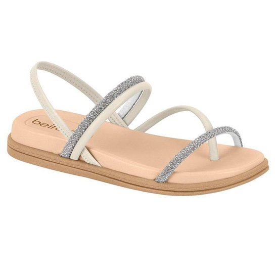 Sandália Beira Rio Conforto Tiras Com Strass 8513 100 33/40 Off