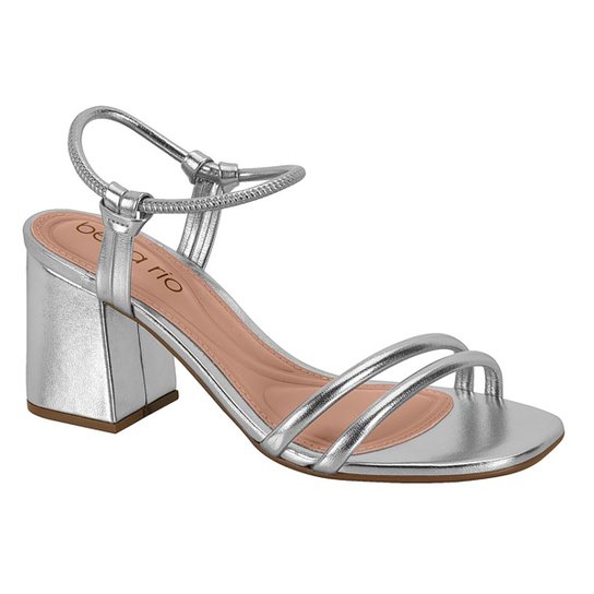 Sandália Beira Rio Salto Bloco Metalizado Feminina - Prata Menor preço em Sandália Beira Rio Salto Bloco Metalizado Feminina - Prata