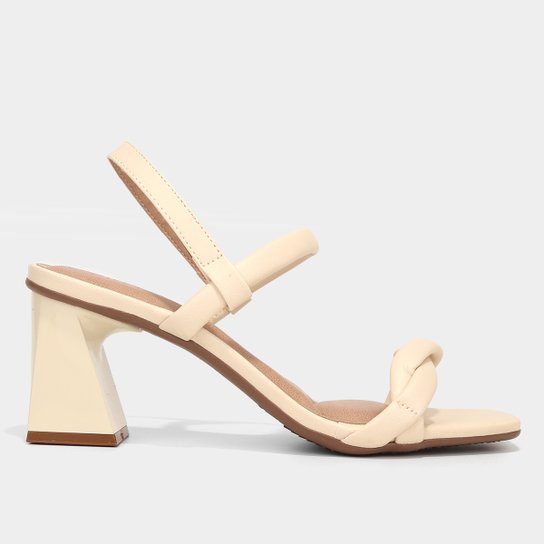 Sandália Beira Rio Salto Bloco Tira Dupla Feminina - Creme Menor preço em Sandália Beira Rio Salto Bloco Tira Dupla Feminina - Creme