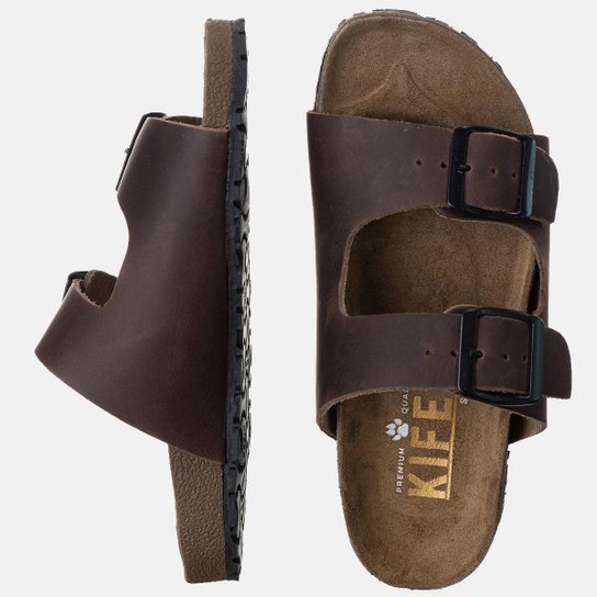 Sandália Birken KIFER de Couro Legítimo - Fóssil Café - Café Menor preço em Sandália Birken KIFER de Couro Legítimo - Fóssil Café - Café