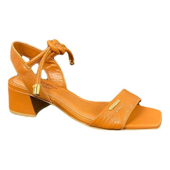 Sandália Bottero Feminina 356701 Salto Bloco Couro Amarração