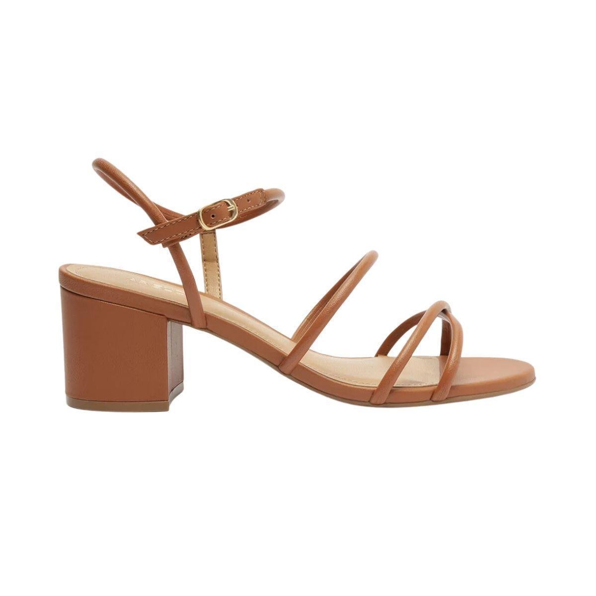 SANDÁLIA CARAMELO SALTO MÉDIO BLOCO TIRAS FIVELA A 10055 0598 0025 AREZZO Menor preço em SANDÁLIA CARAMELO SALTO MÉDIO BLOCO TIRAS FIVELA A 10055 0598 0025 AREZZO