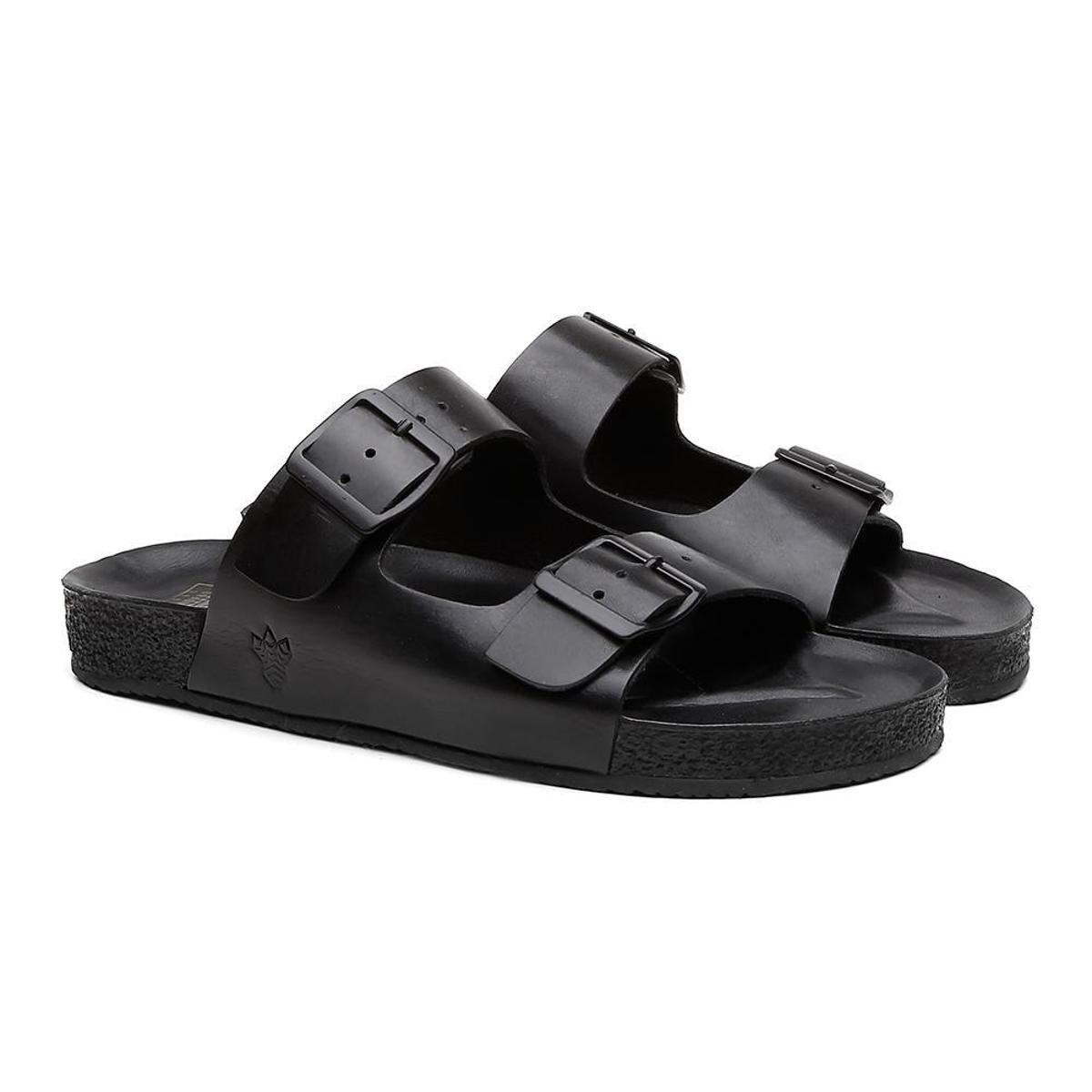 Sandália Casual Masculina Couro Conforto Leve Black Boots - Preto | Netshoes