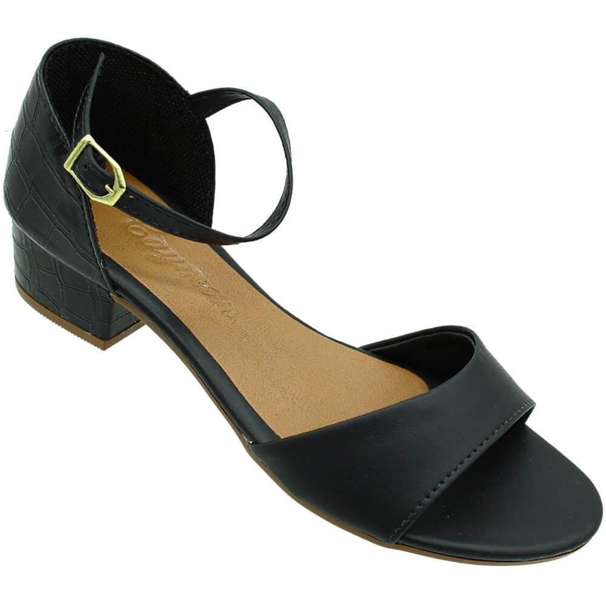 Sandália Cayman Salto Grosso Feminina - Preto | Netshoes
