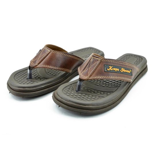Sandália Chinelo Couro Legitimo keps Solado Massageador Ortopédico masculino - Marrom é boa?