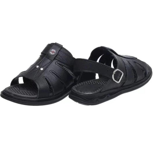 Sandália Chinelo Masculino Couro Legítimo Anti-stress - Preto Menor preço em Sandália Chinelo Masculino Couro Legítimo Anti-stress - Preto