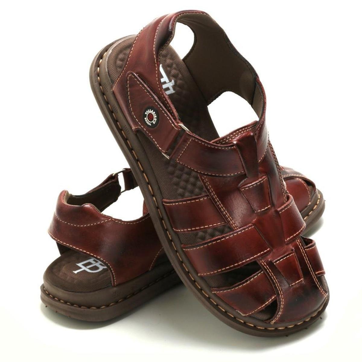 Sandália Chinelo Ortopédico Masculino Couro Marrom Netshoes