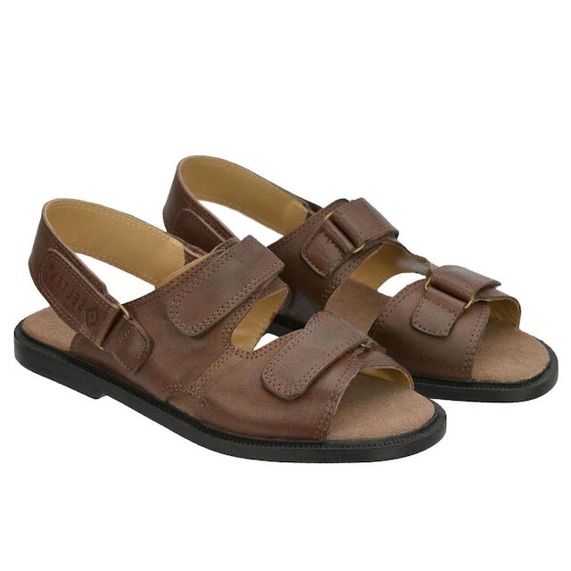 Sandália com Fivela em Couro Selten Masculina - Marrom Menor preço em Sandália com Fivela em Couro Selten Masculina - Marrom