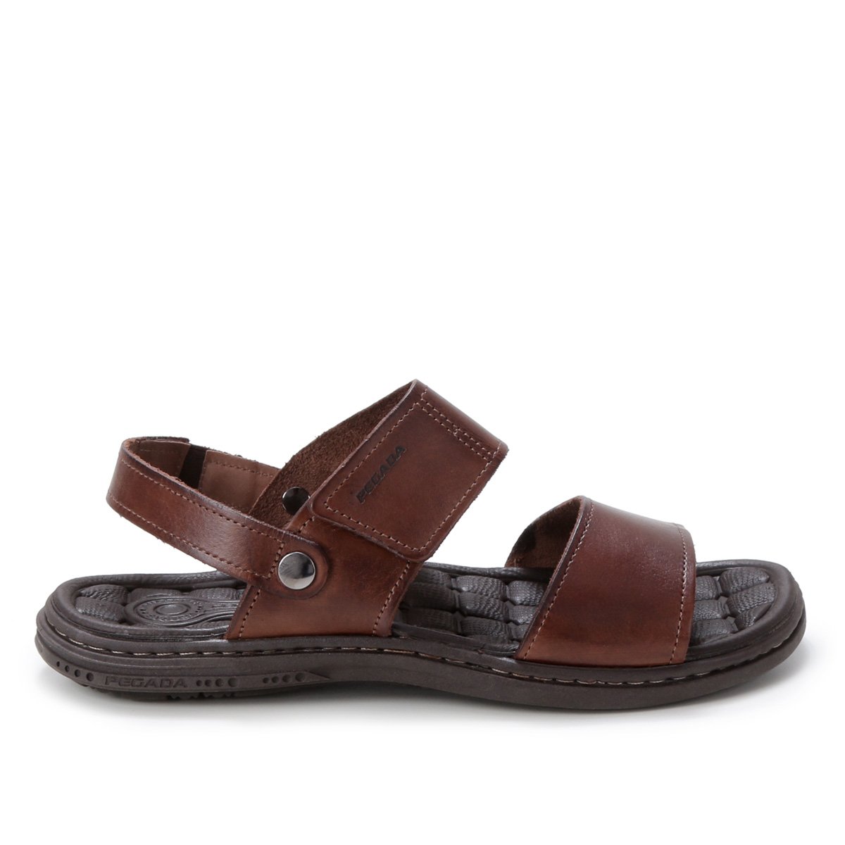 Pegada Masculina Sandália Couro Pegada Perfuros Marrom Sandália