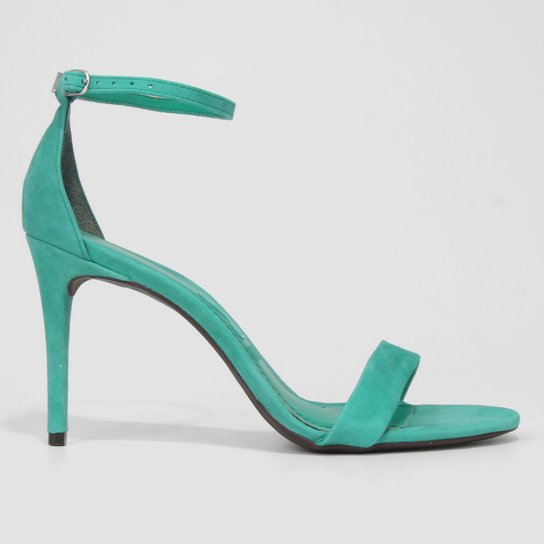Sandália Couro Santa Lolla Salto Fino Camurça Feminina - Verde Menor preço em Sandália Couro Santa Lolla Salto Fino Camurça Feminina - Verde
