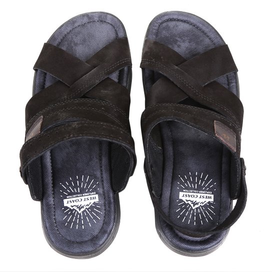 Sandália Couro West Coast New Ducker Masculina - Preto Menor preço em Sandália Couro West Coast New Ducker Masculina - Preto