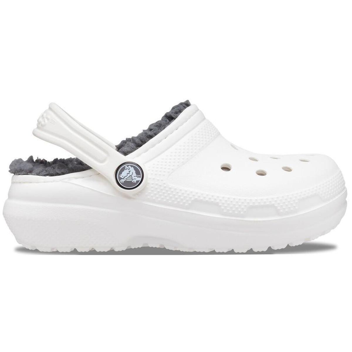 Sandália crocs classic lined k white/grey Menor preço em Sandália crocs classic lined k white/grey