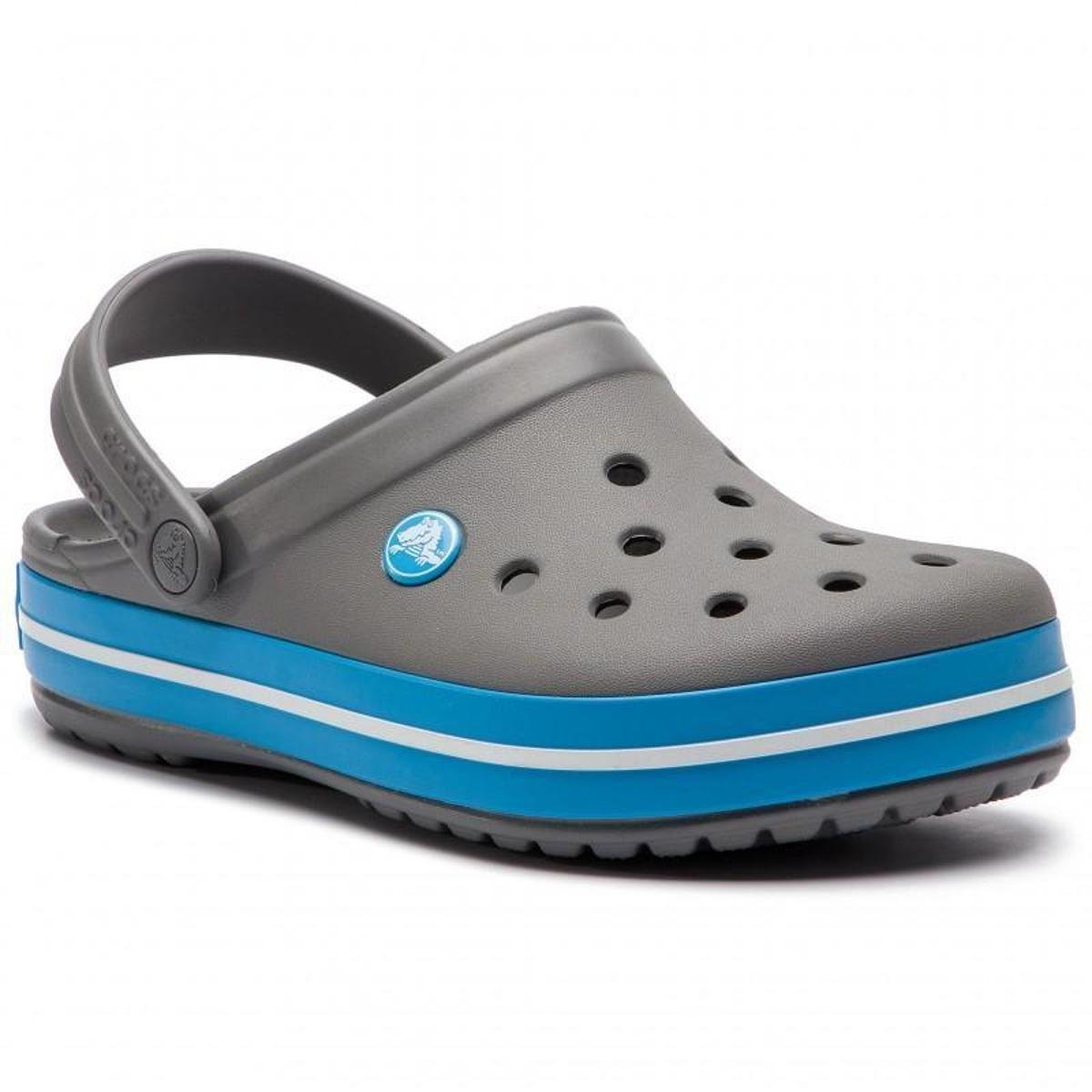 blue and grey crocs