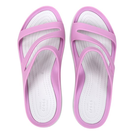 Sandália Crocs Swiftwater Feminina - Lilás+Cinza é ruim? Sandália Crocs Swiftwater Feminina - Lilás+Cinza é boa?