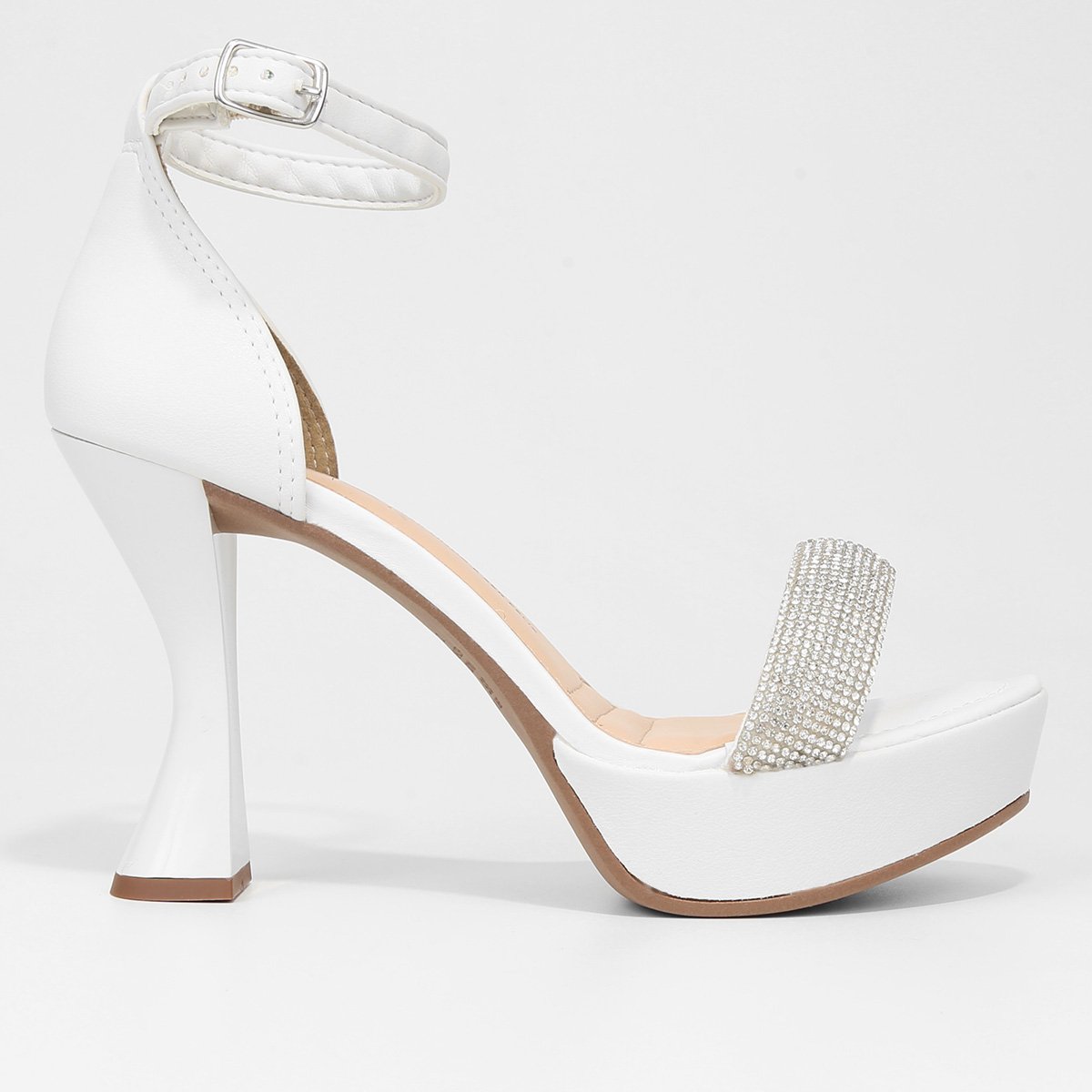 Sandália Dakota Meia Pata Tira Brilhante Feminina Branco+prata