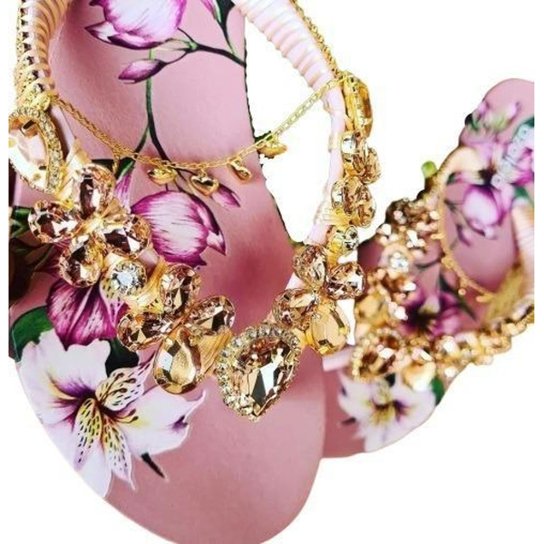 Sandália De Luxo Azaleia Ana Bela Com Salto 4cm E Pedras - Rosa Menor preço em Sandália De Luxo Azaleia Ana Bela Com Salto 4cm E Pedras - Rosa