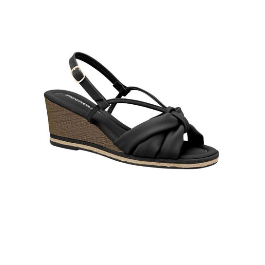 Sandália Feminina Anabela Piccadilly Slide 408180 Preto - Preto Menor preço em Sandália Feminina Anabela Piccadilly Slide 408180 Preto - Preto